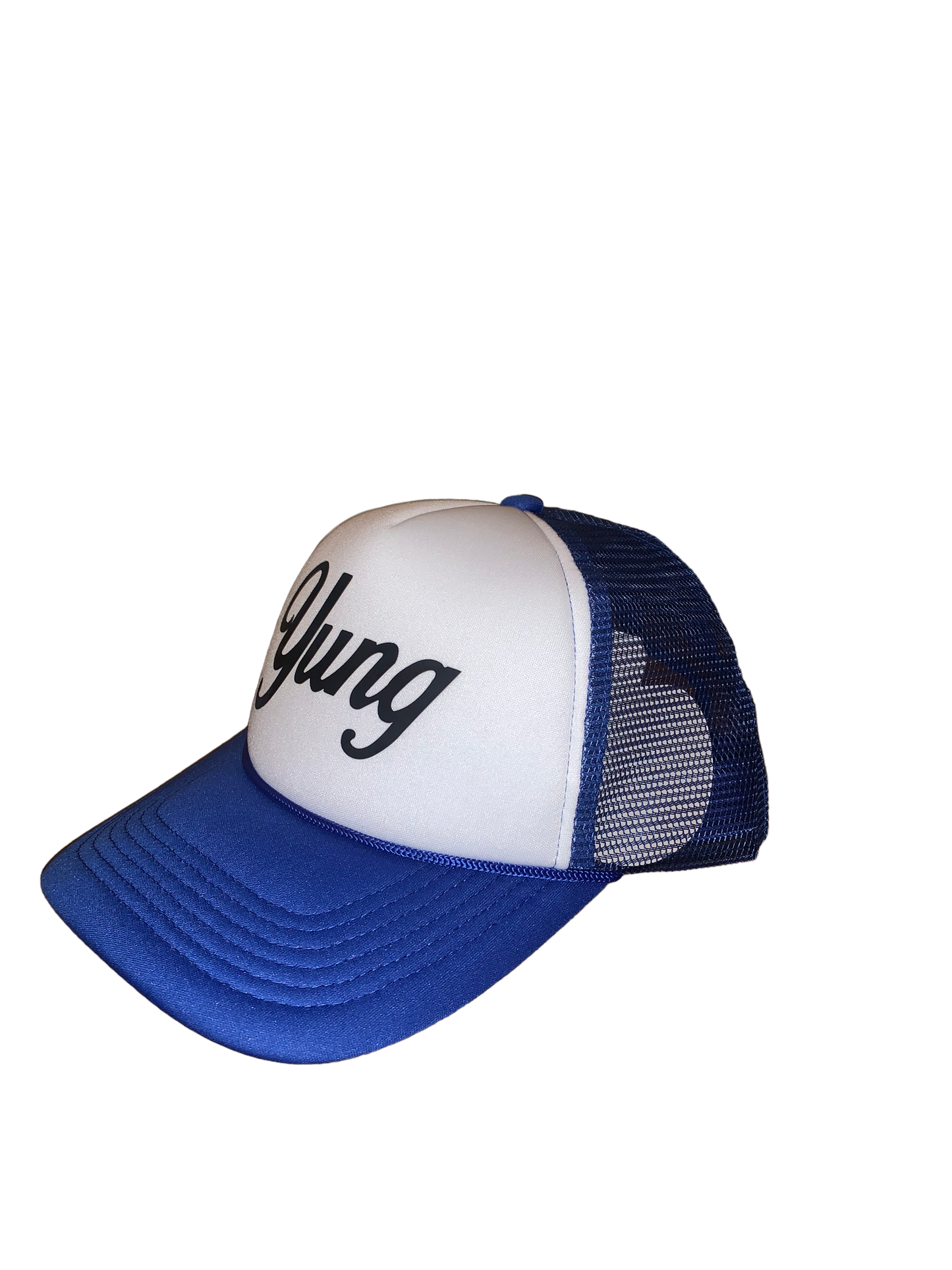 Yung Logo Fly Blu' Trucker Hat - White/Blue