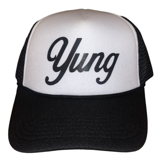 Yung Logo Oreo Trucker Hat  - White/Black