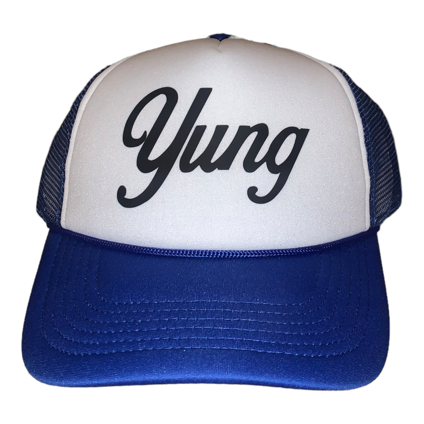 Yung Logo Fly Blu' Trucker Hat - White/Blue